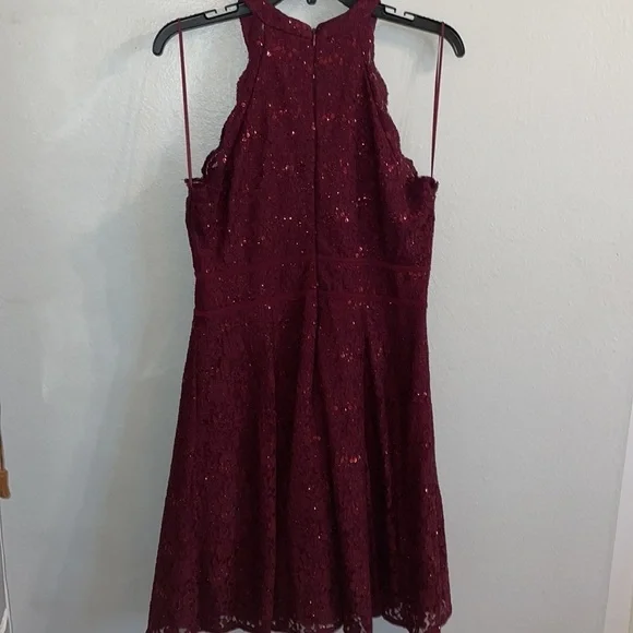 Short Halter Dress with Illusion Inset - Picture 3 of 6